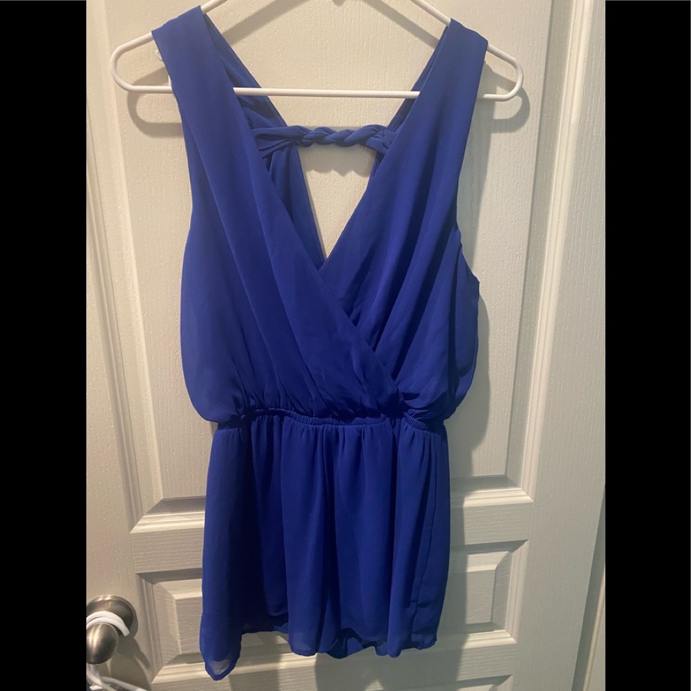 Royal Blue Romper with twist tie back size S